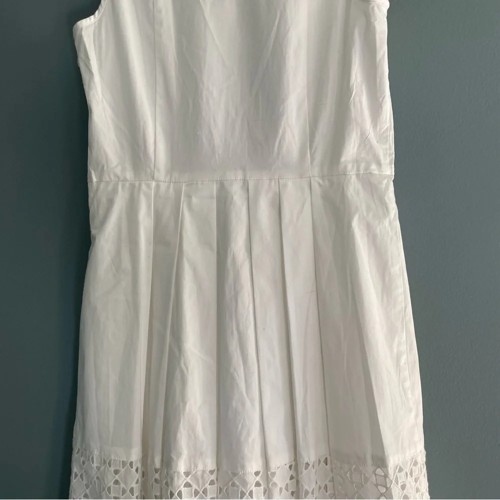 Ann Taylor White Eyelet Shirt Dress Sleeveless Button Down Sz 0 - Picture 8 of 11